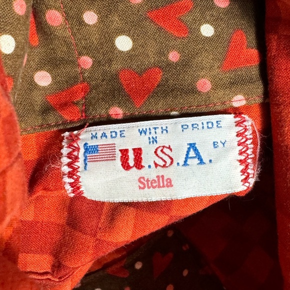 Handmade Hippie Heart Purse Long Strap Crossbody Patchwork Red Brown 8x9 inches - Picture 5 of 5